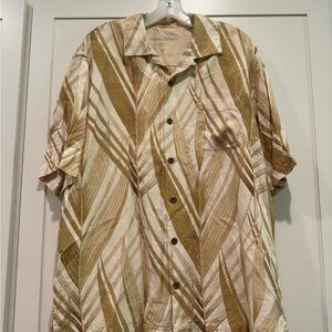 Tommy Bahama Casual Brown and Cream Geometric Shirt